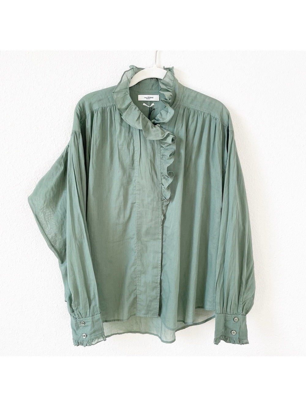 Isabel Marant Étoile Pamias Blouse Verdigris Size 40 FR / 8 US Ruffle Peasant